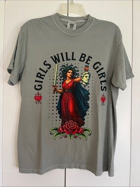 Medusa “Girls Will Be Girls” Graphic Tee | Comfort Colors Bay Tee | Size M